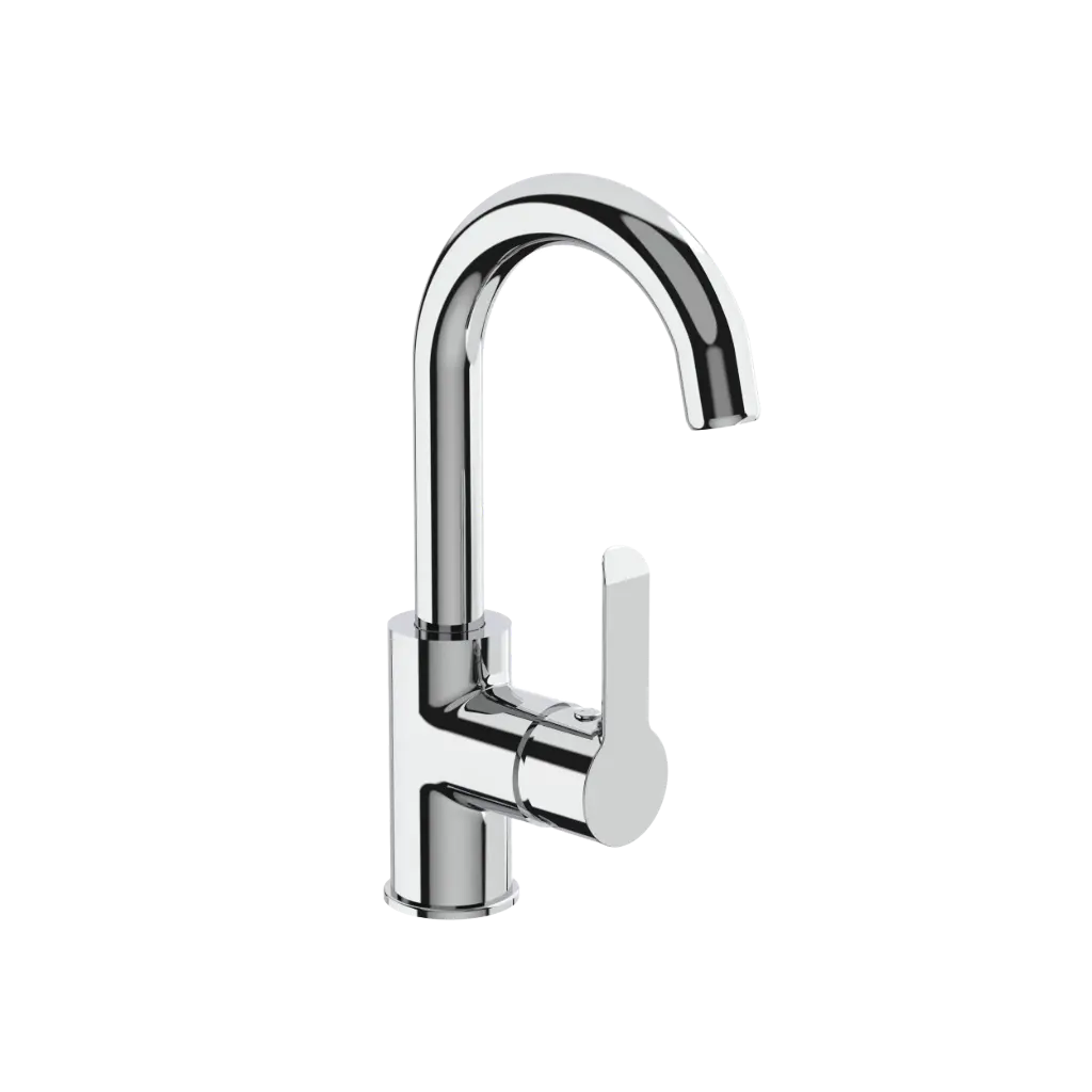 KRAMER MIT LAVABO COL Cygne KING CHROME +VIDAGE ABS, tirette et flexibles