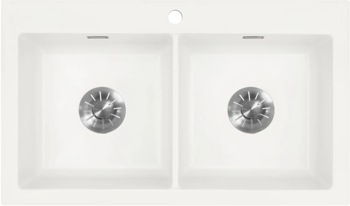EVIER CERAMIC 2 CUVES L865 x 510 BLANC (SUCESS POLAR)   Evier a encastrer par le dessus