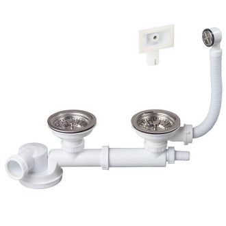 [001850] VIDAGE EVIER D90 2 BACS + Siphon Gain de place + Gril R/C            30724030         