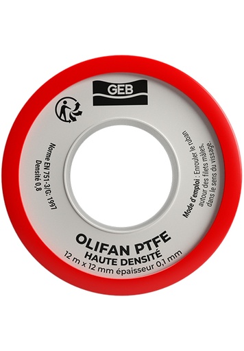 [001350] GEB TEFLON HAUTE DENSITE 12mm x 12M x1 mm