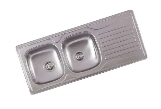 [001274] EVIER INOX 1160X500 2BAC+1EG A ENCASTRER