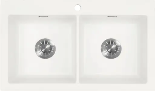 [003021] EVIER CERAMIC 2 CUVES L865 x 510 BLANC (SUCESS POLAR)   Evier a encastrer par le dessus